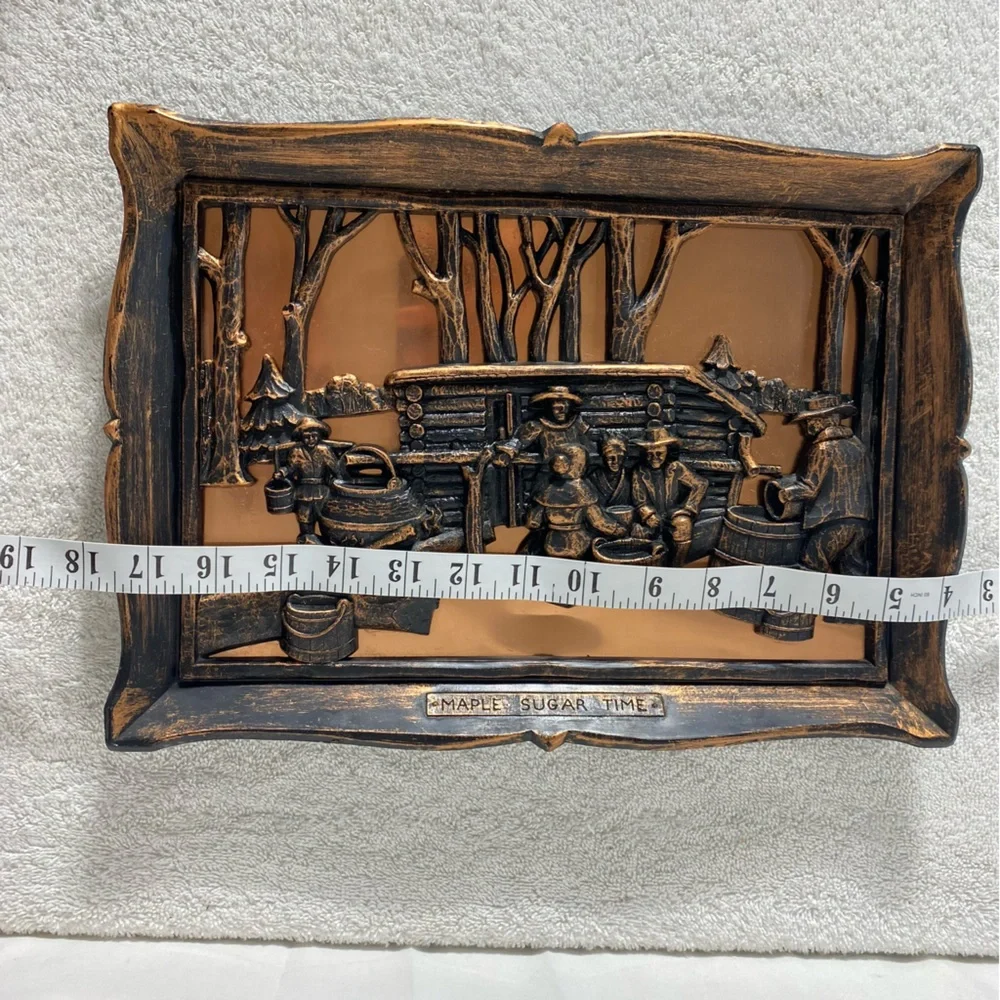 Vintage Coppercraft 3D Wall Art Copper Metalware Plaques Maple Sugar Time - Picture 6 of 15